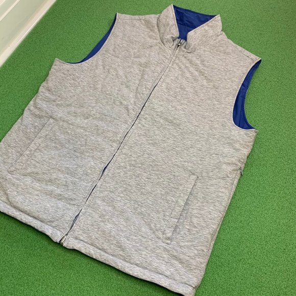 Peter Millar Crown Reversible Soft Golf Vest 2-Way Full Zip Gray Blue Size Large - Picture 8 of 8